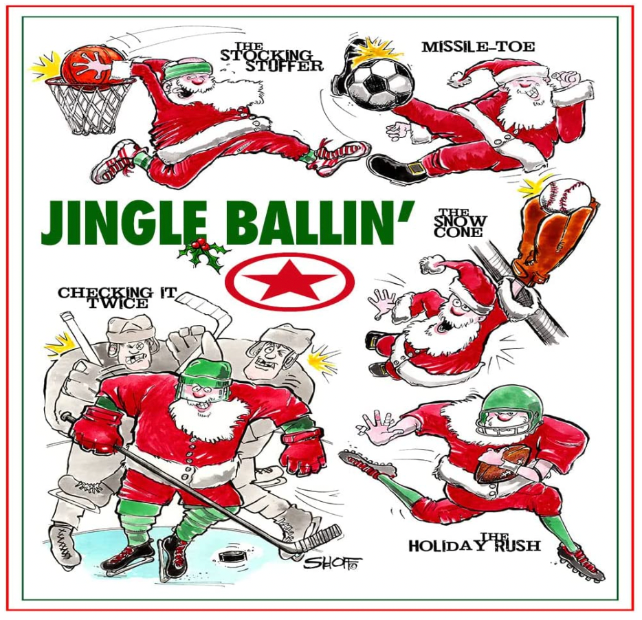 Santa Sports "Jingle Ballin'" Baseball Christmas Notecards and Envelopes 12-Pack