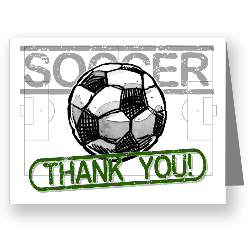 SOCCER Thank You Note Cards (4.25"x5.5") 12-PACK Sports Powercards