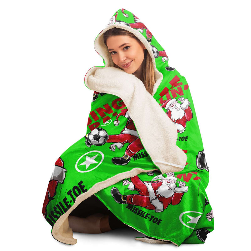 Jingle Ballin' SOCCER Super-Comfy-Cozy Hooded Sherpa Blanket Perfect Christmas Gift for Soccer Fanatics!