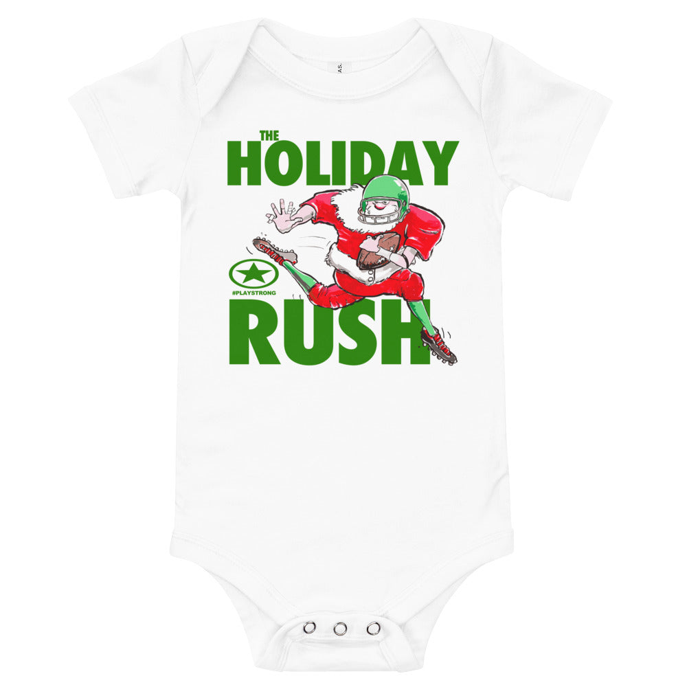 THE HOLIDAY RUSH Santa Sports #playstrong Baby short sleeve one piece