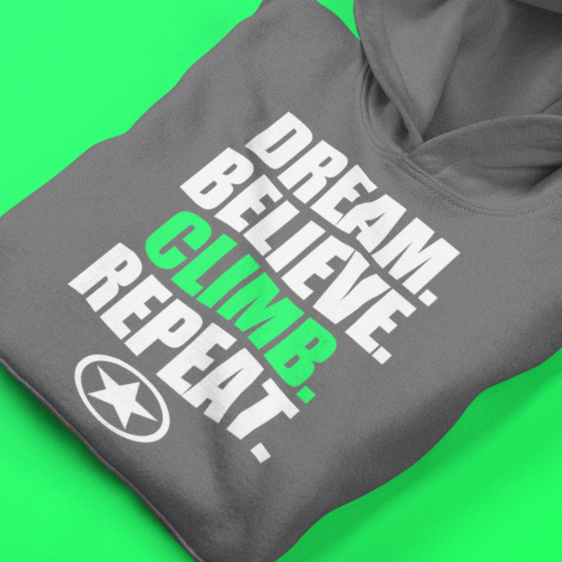 Dream. Believe. Climb. Repeat. Unisex Heavy Blend™ Hooded Sweatshirt