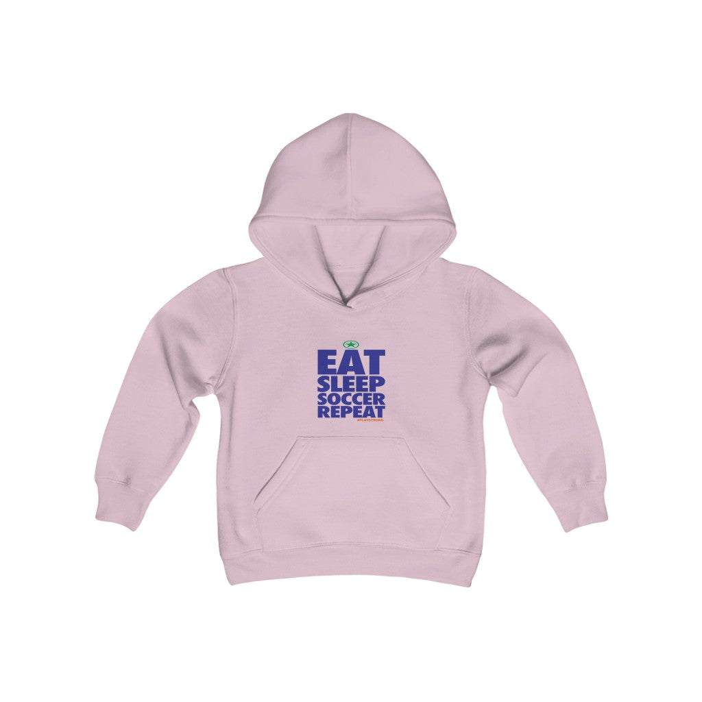 EAT SLEEP SOCCER Repeat Youth Heavy Blend Hooded Sweatshirt