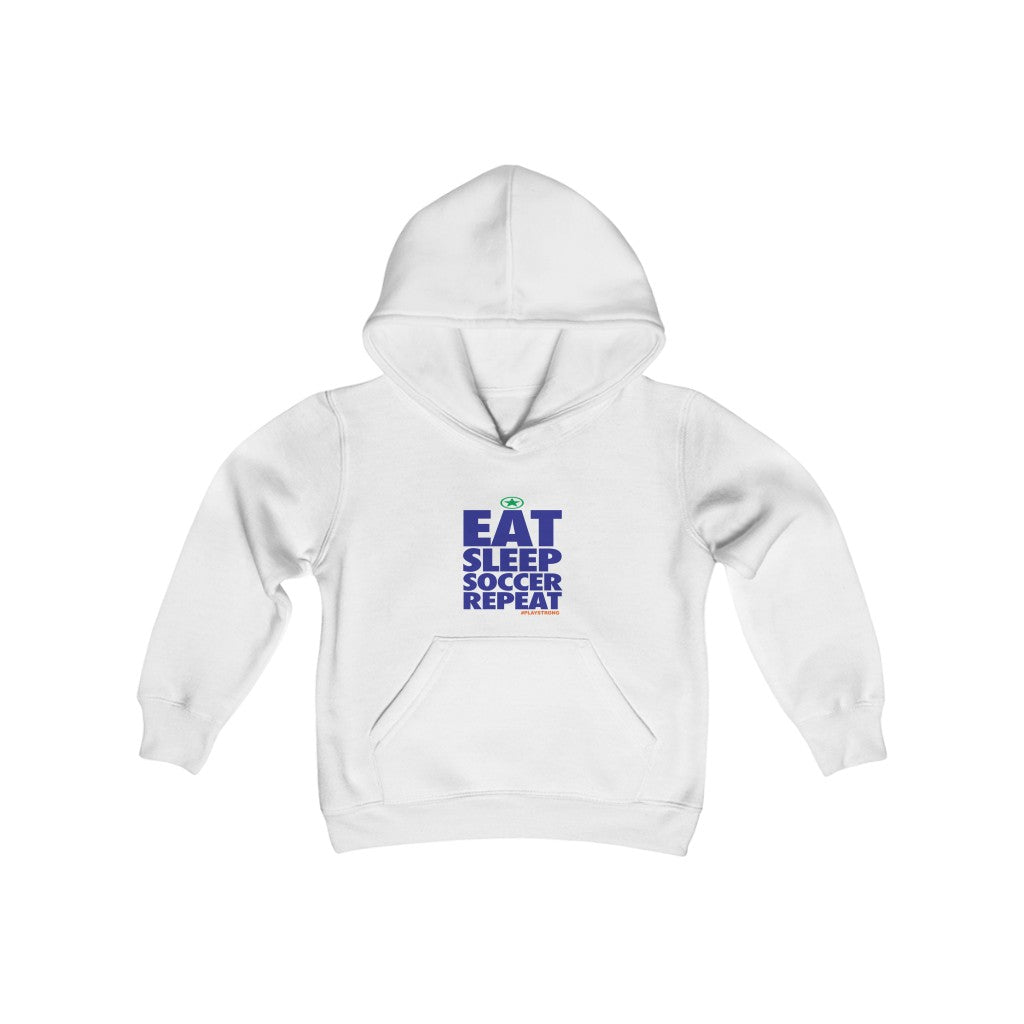 EAT SLEEP SOCCER Repeat Youth Heavy Blend Hooded Sweatshirt
