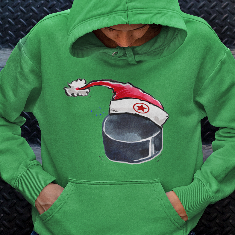 JINGLE PUCK HOCKEY Santa Sports Unisex Heavy Blend™ Hooded Sweatshirt