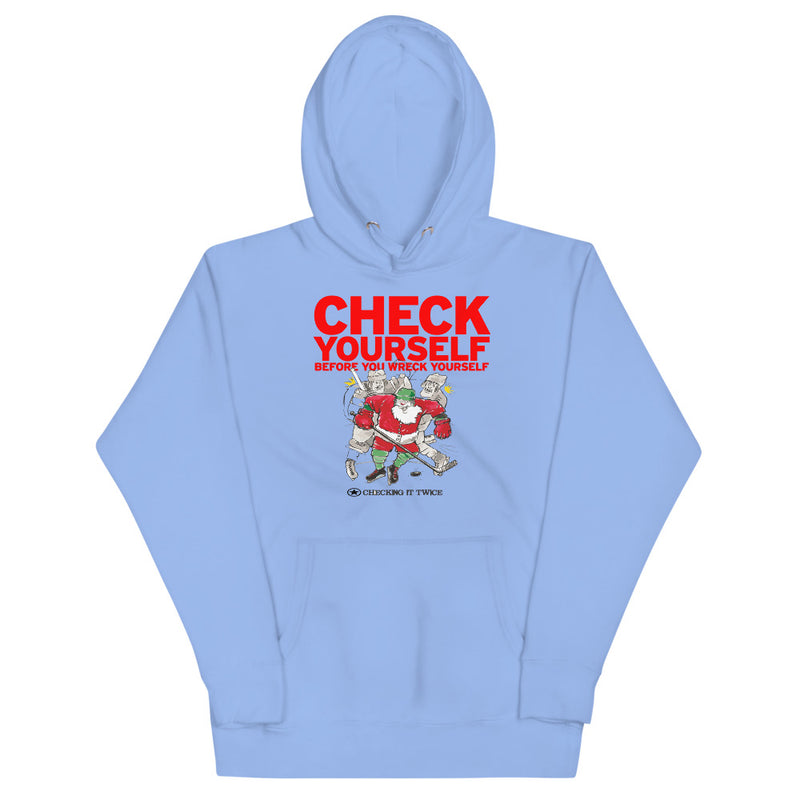 CHECKING IT TWICE Santa Hockey Mojo Unisex Hoodie