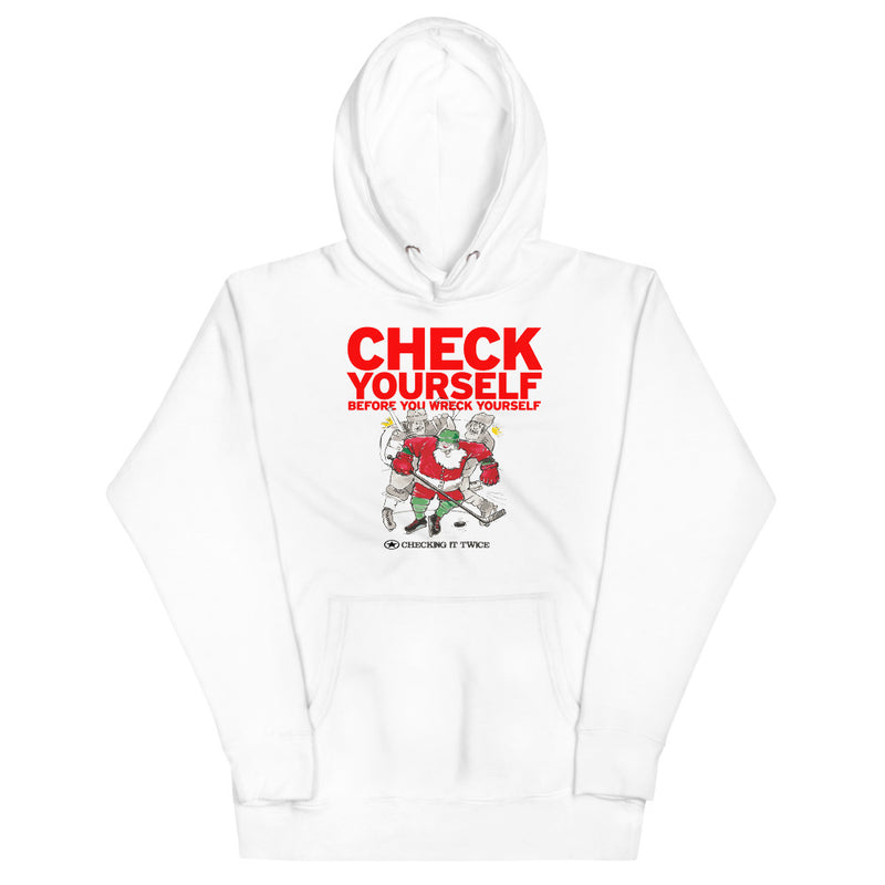 CHECKING IT TWICE Santa Hockey Mojo Unisex Hoodie