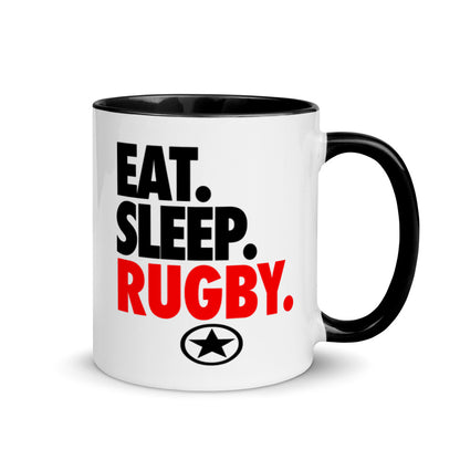 EAT. SLEEP. RUGBY. Mug with Color Inside