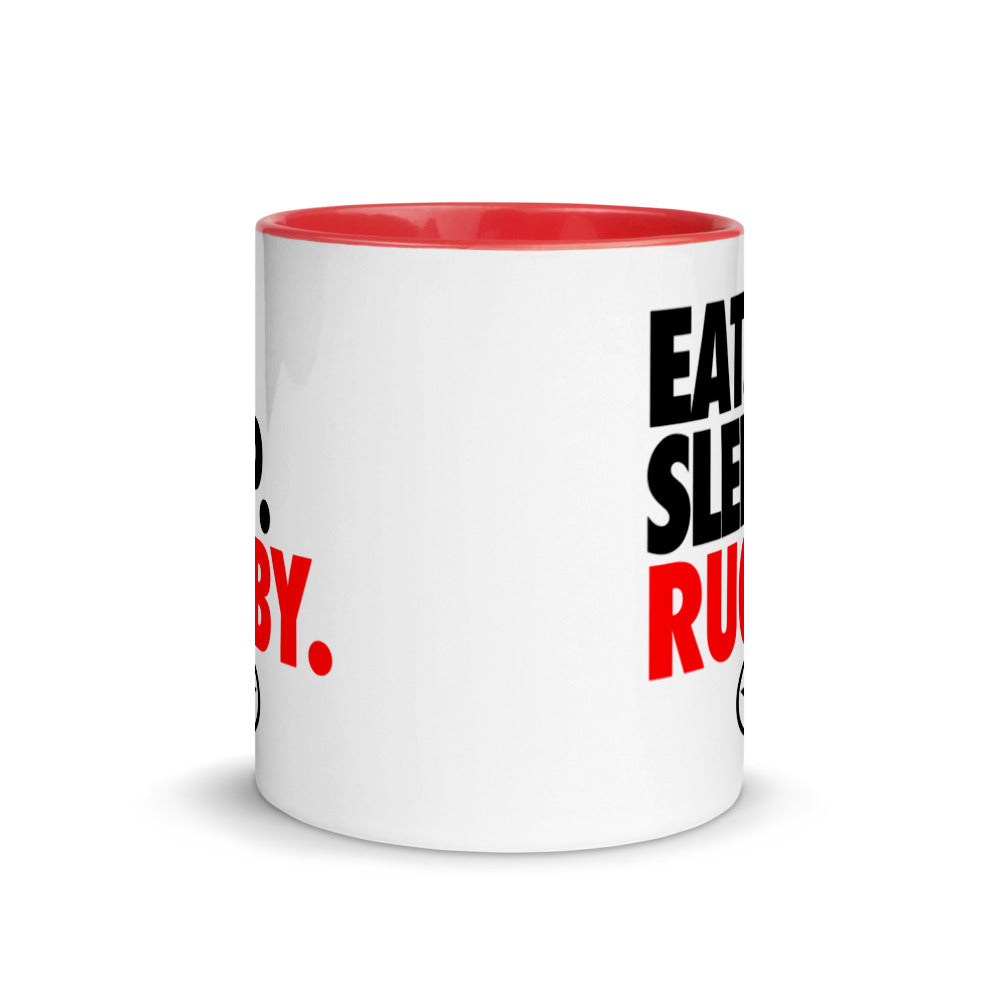 EAT. SLEEP. RUGBY. Mug with Color Inside