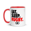 EAT. SLEEP. RUGBY. Mug with Color Inside