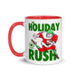THE HOLIDAY RUSH Santa Sports Football #playstrong Mug with Color Inside
