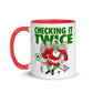 CHECKING IT TWICE HOCKEY Santa Sports Mug with Color Inside