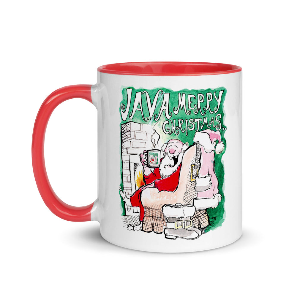 JAVA MERRY CHRISTMAS! Santa Chillin' Mug with Color Inside