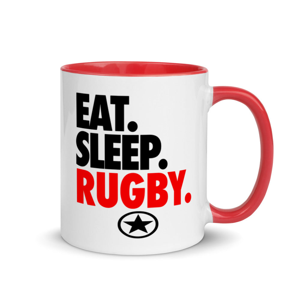 EAT. SLEEP. RUGBY. Mug with Color Inside