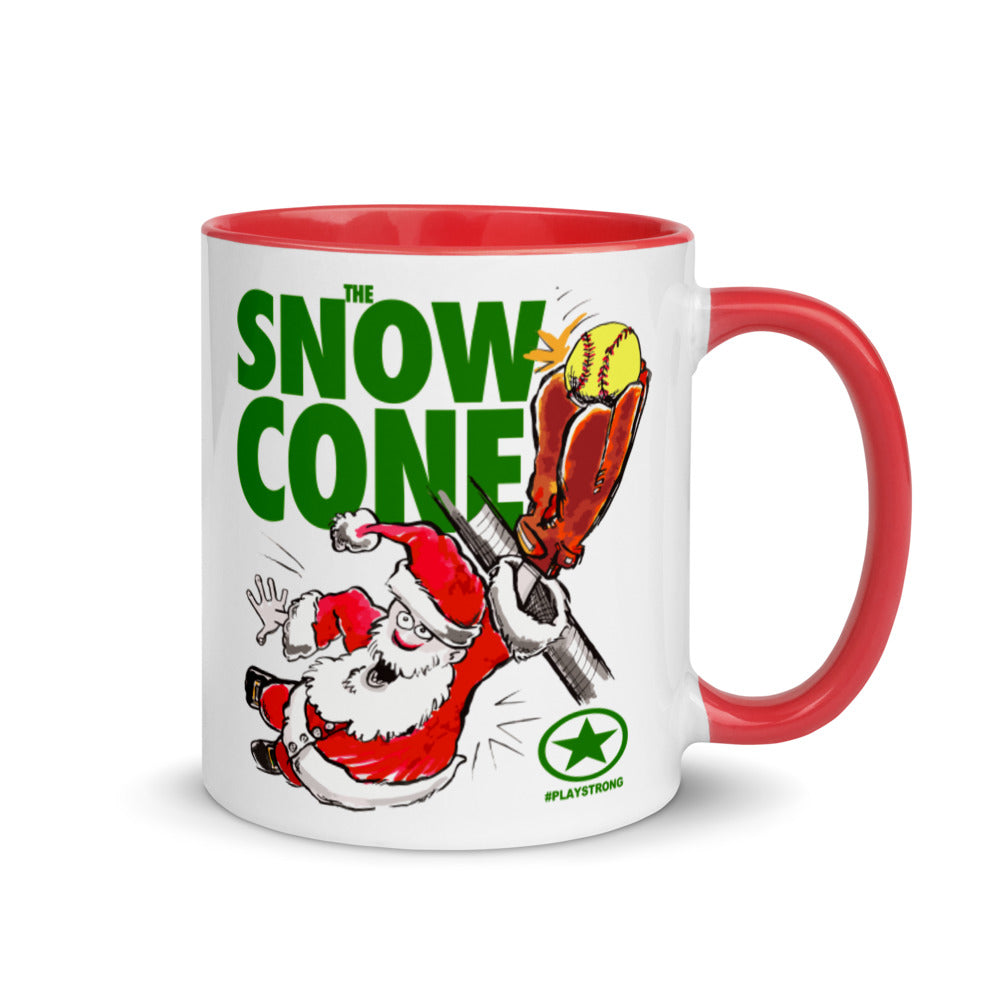 THE SNOW CONE Softball Santa Sports #playstrong Mug with Color Inside