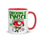 CHECKING IT TWICE HOCKEY Santa Sports Mug with Color Inside