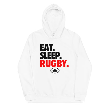 EAT. SLEEP. RUGBY. Women's eco fitted hoodie
